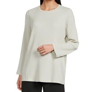 Eileen Fisher | Textured Stretch Rib Knit Round Neck Long Sleeve Tunic Size M